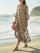 Printed casual cotton and linen dress
