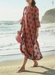 Printed casual cotton and linen dress