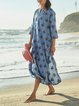 Printed casual cotton and linen dress