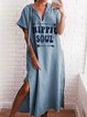Plus Size V Neck Women Caftans Shift Daily Casual Linen Dresses