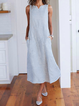 V Neck Light Blue Women Dresses Holiday Stripes Dresses