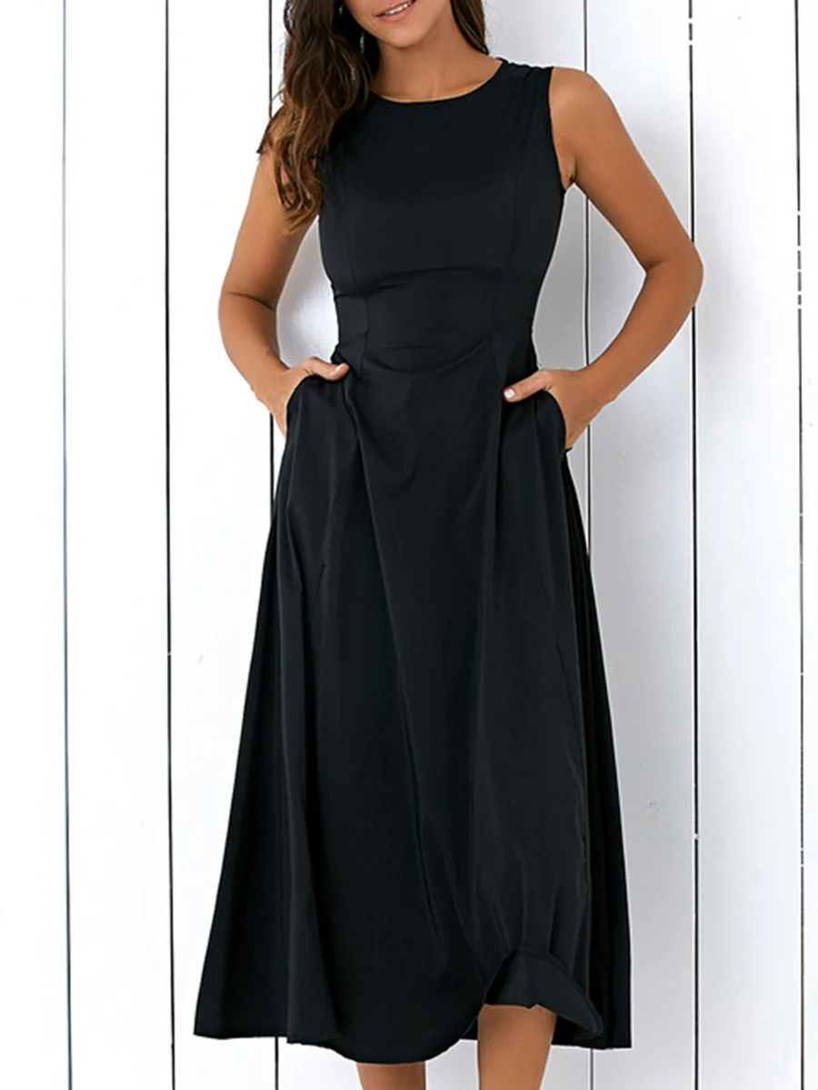 JustFashionNow Plus Size Crew Neck Women Summer Dress A-line Party ...