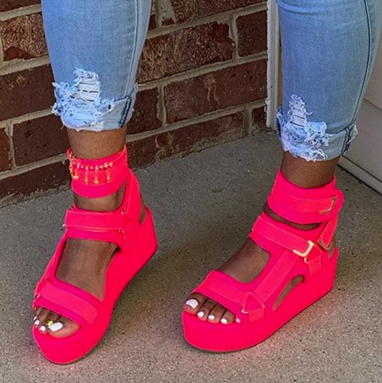 Justfashionnow Sandals Orange Peep Toe Casual Block Heel Sandals
