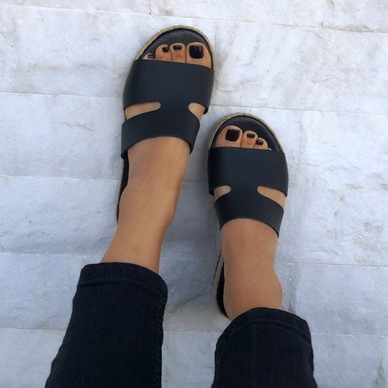 black heels slippers