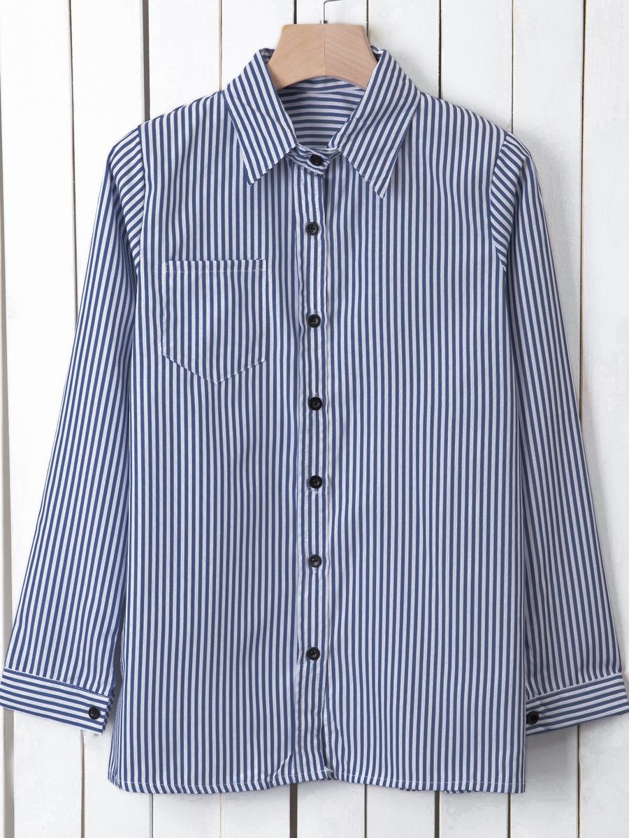 Shirt Collar Buttoned Long Sleeve Shirt