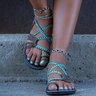 JFN  Plus Size Women Sandals Handmade Beach Flat Sandals