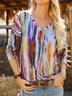 V Neck Ombre Loose T-Shirt