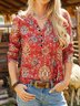 Boho V Neck Ethnic Floral T-Shirt