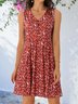 Ditsy Floral V Neck Vacation Dress