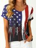 America Flag Crew Neck Casual Loose T-Shirt