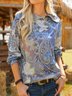 Loose Paisley Shawl Collar Sweatshirt