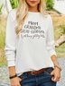 JFN Loose Crew Neck Text Letter Long Sleeve White Sweatshirt