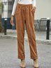 Corduroy elastic waist pocket loose Pants