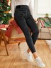 High Waist  Warmth Plain Denim Casual  Tight Jeans