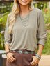 Women Long Sleeves V Neck  Loose-Ness Fit Shirt Top Tunic