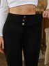 Tight Plain Casual Cotton-Blend Leggings