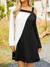 Casual Square Neck Color Block Dress
