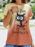 Loosen Crew Neck Animal Short Sleeve T-Shirt