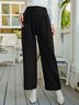 Urban Casual Solid Zip Up Straight Leg Pants