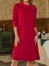 Loose Buttoned Crew Neck Urban Dress