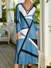 Jersey Geometric V Neck Dress