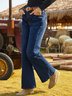 Denim Casual Plain Jeans