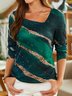 Geometric Casual Asymmetrical Long sleeve Top