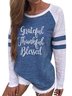 Spring Letter Printed Color-block Casual T-Shirts