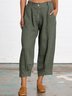 Summer Linen Women Daily Loose Capri Pants With Pockets