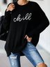 Black Casual Printed Knitted Sweater