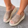 Women's Platform Weaving Peep Toe Buckle Sandals