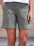 JFN Cotton-blend Solid Pocketed Casual Shorts