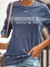 Blue Crew Neck Letters Printed  Long Sleeve Sweatshirt