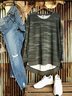 Camo Green Long Sleeve Round Neck Top