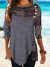 JFN Asymmetrical Cowl Neck Casual Tunic Top