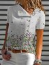 Short Sleeve Floral V Neck T-shirt
