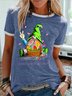 Women's Letter Short Sleeve Tee T-shirt Crew Neck Casual Summer Top