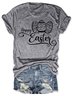 Women's Letter Short Sleeve Tee T-shirt Crew Neck Casual Summer Top