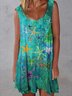 JFN Crew Neck Designer oil painting starfish print dress