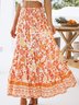 Fashion Holiday Floral Print Casual Skirt