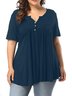 JFN V Neck Solid Short Sleeve Top