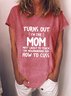 Women's Short Sleeve Tee T-shirt Summer Letter Cotton-Blend Crew Neck Daily Going Out Casual Top