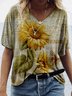Sunflower Shift Casual Cotton-Blend T-shirt