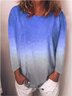 elasticity ombre/tie-dye long sleeve casual shirts & tops