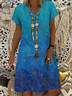 Women's Printed Short Sleeve Summer Dress V Neck Daily Casual Dress