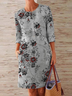 Printed Floral Crew Neck Casual Dresses