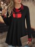 JFN Cowl Neck Buttoned Color Block Grid Top