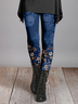 Floral Skinny Leggings Blue plum elegant leggings