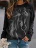 JFN Crew Neck Horse Casual Sweatshirt