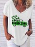 Women's Car Short Sleeve Tee T-shirt V Neck Casual Summer Top